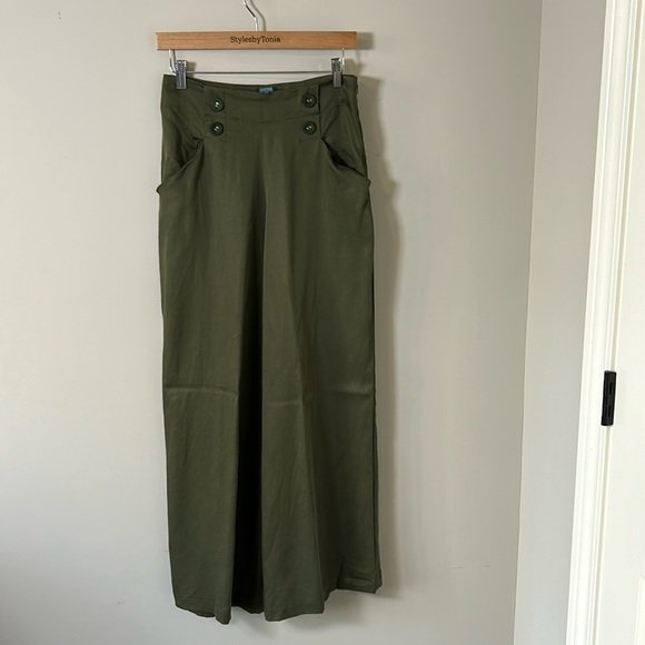 Anthropologie Eva Franco Pant Wide Leg Side Zip Button Front Pockets Sz 6 NEW - Picture 2 of 11